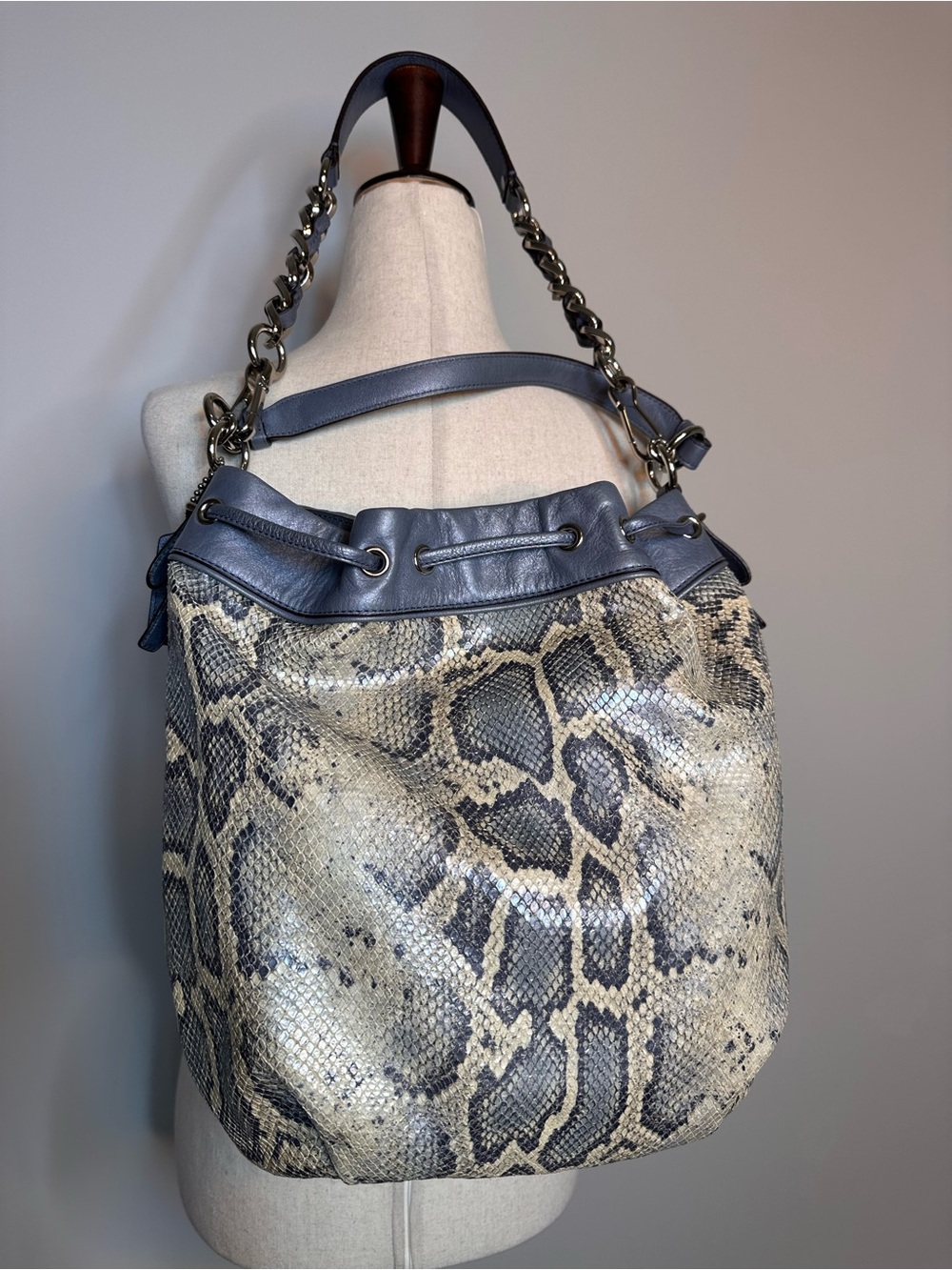 Coach Madison Marielle Python-Embossed Drawstring Shoulder Bucket Bag 17019 - Picture 5 of 14